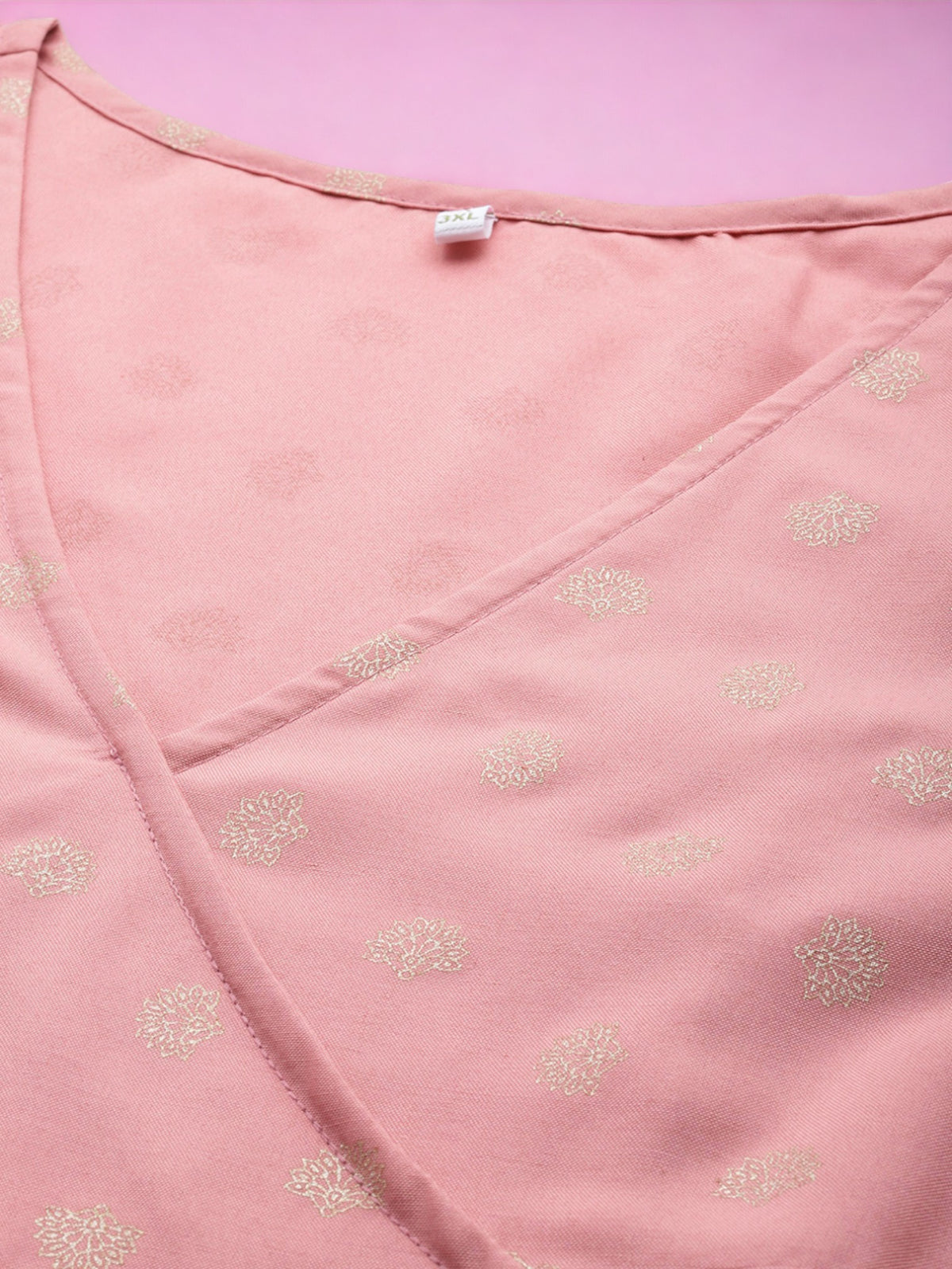 Pink Plus Size Ethnic Printed Wrap Tunic
