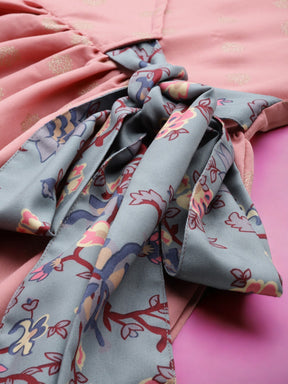 Pink Plus Size Ethnic Printed Wrap Tunic