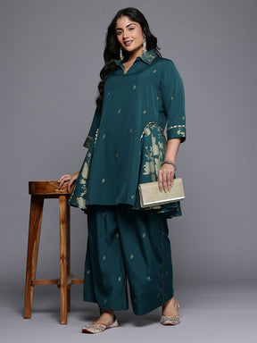 Floral Printed Lace Inserts Cut-Away Collar Co-Ords