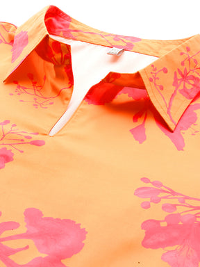 Floral Printed Lace Inserts Cut-Away Collar Co-Ords