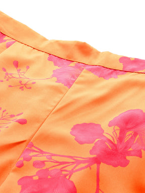 Floral Printed Lace Inserts Cut-Away Collar Co-Ords