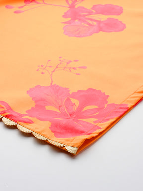 Floral Printed Lace Inserts Cut-Away Collar Co-Ords