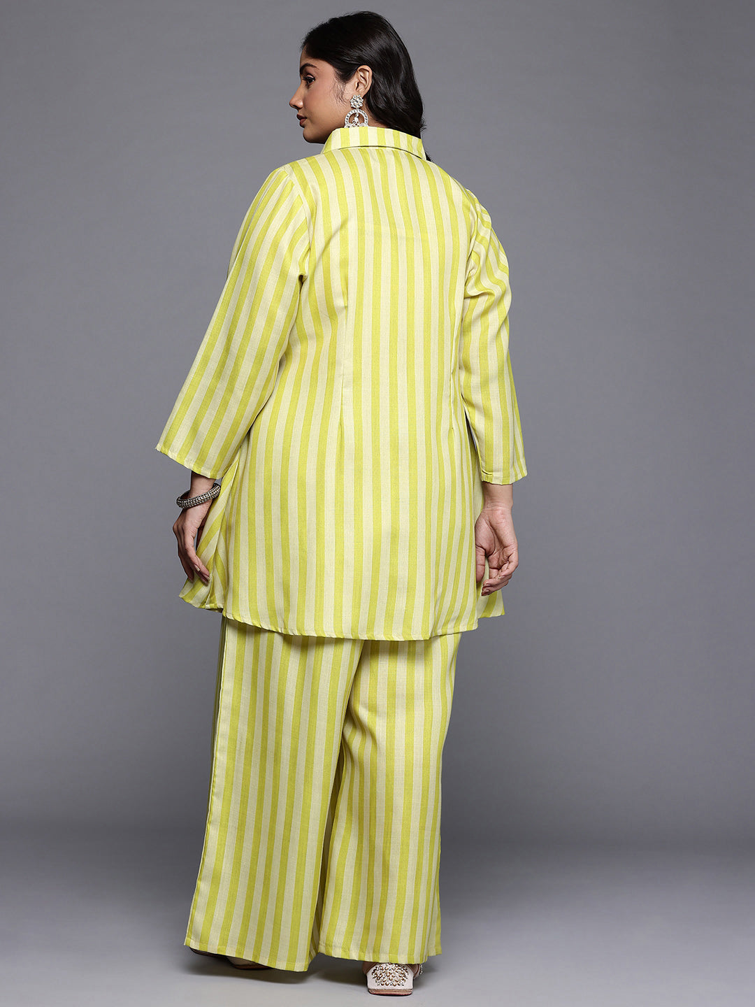 Striped Lace Inserts Cut-Away Collar Co-Ords