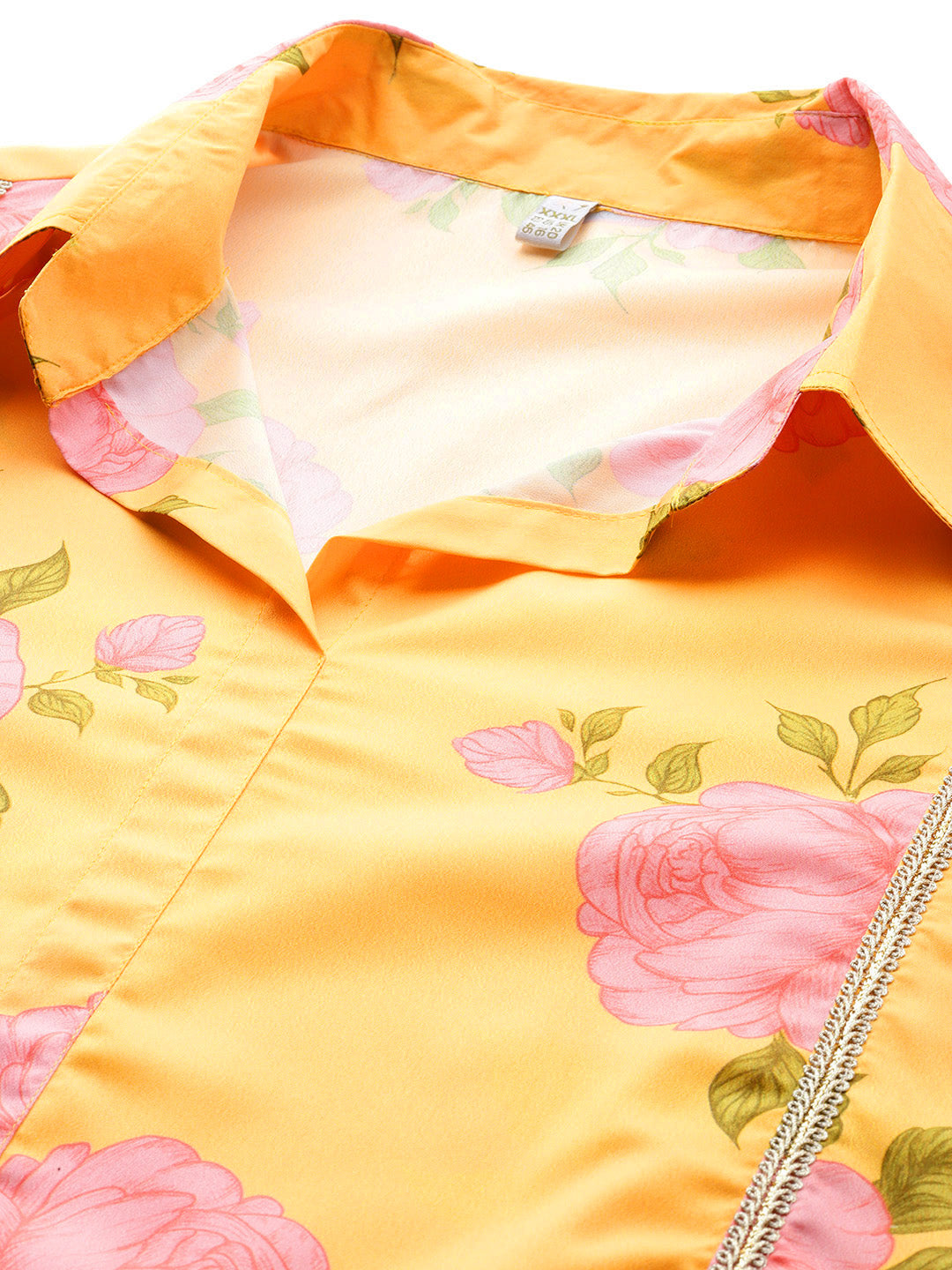 Floral Printed Lace Inserts Cut-Away Collar Co-Ords