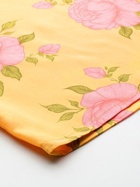 Floral Printed Lace Inserts Cut-Away Collar Co-Ords