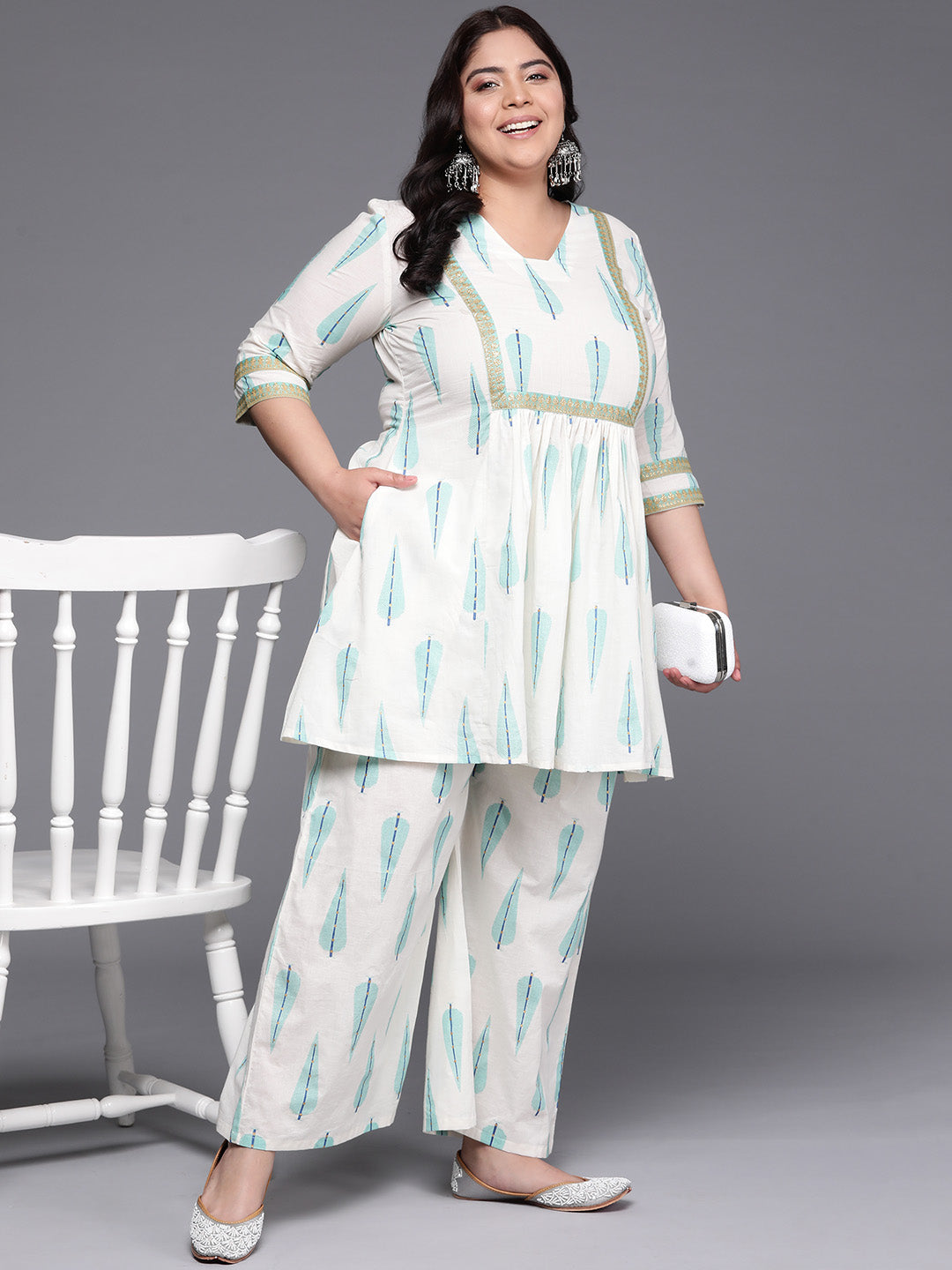 Plus Size Printed Pure Cotton Co-Ords