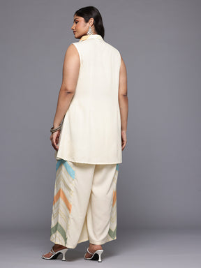 A PLUS BY AHALYAA Plus Size Printed Tunic & Palazzos Co-Ord Set