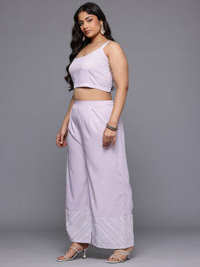 Plus Size Floral Printed Top with Sheer Shirt & Trousers Co-Ord Set