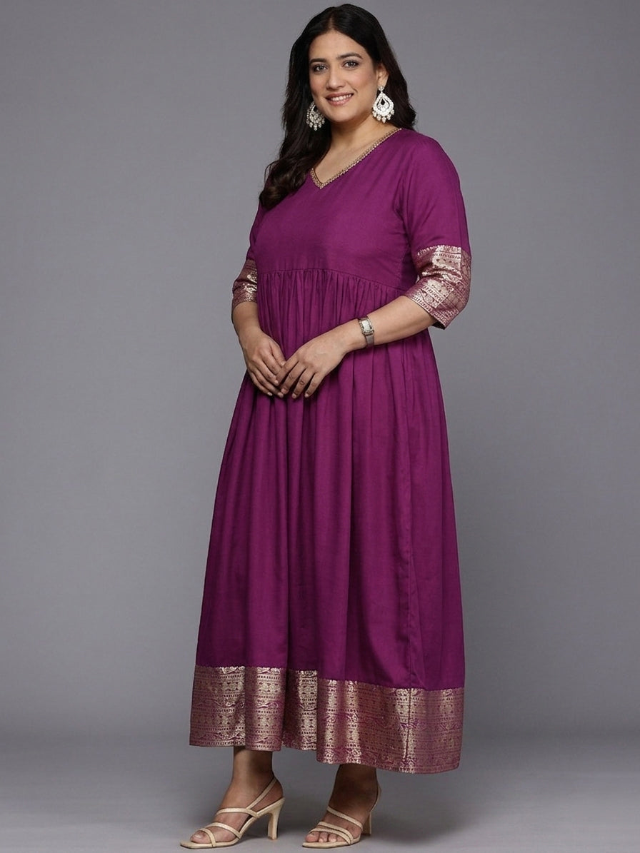 Embellished V-Neck A-Line Ethnic Dresses