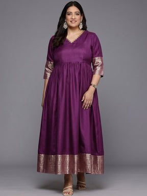 Embellished V-Neck A-Line Ethnic Dresses