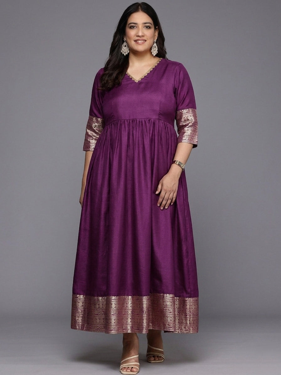 Embellished V-Neck A-Line Ethnic Dresses
