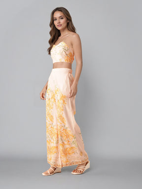 Printed Shoulder Strap Neck Top With Palazzo & Shrug
