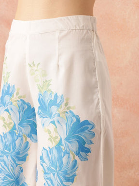 Printed Shoulder Strap Neck Top With Palazzo & Shrug