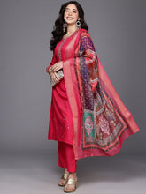 Ethnic Motifs Embroidered Mirror Work Kurta With Trousers & Dupatta
