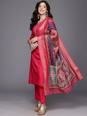 Ethnic Motifs Embroidered Mirror Work Kurta With Trousers & Dupatta