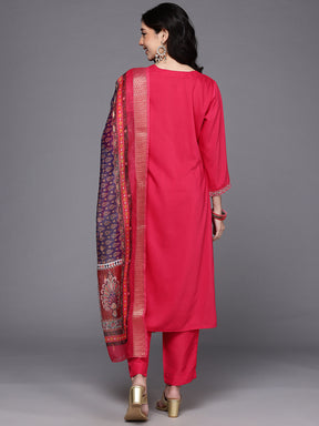 Ethnic Motifs Embroidered Mirror Work Kurta With Trousers & Dupatta