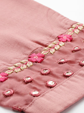 Ethnic Motifs Embroidered Thread Work Kurta With Trousers & Dupatta