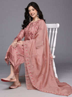 Ethnic Motifs Embroidered Thread Work Kurta With Trousers & Dupatta