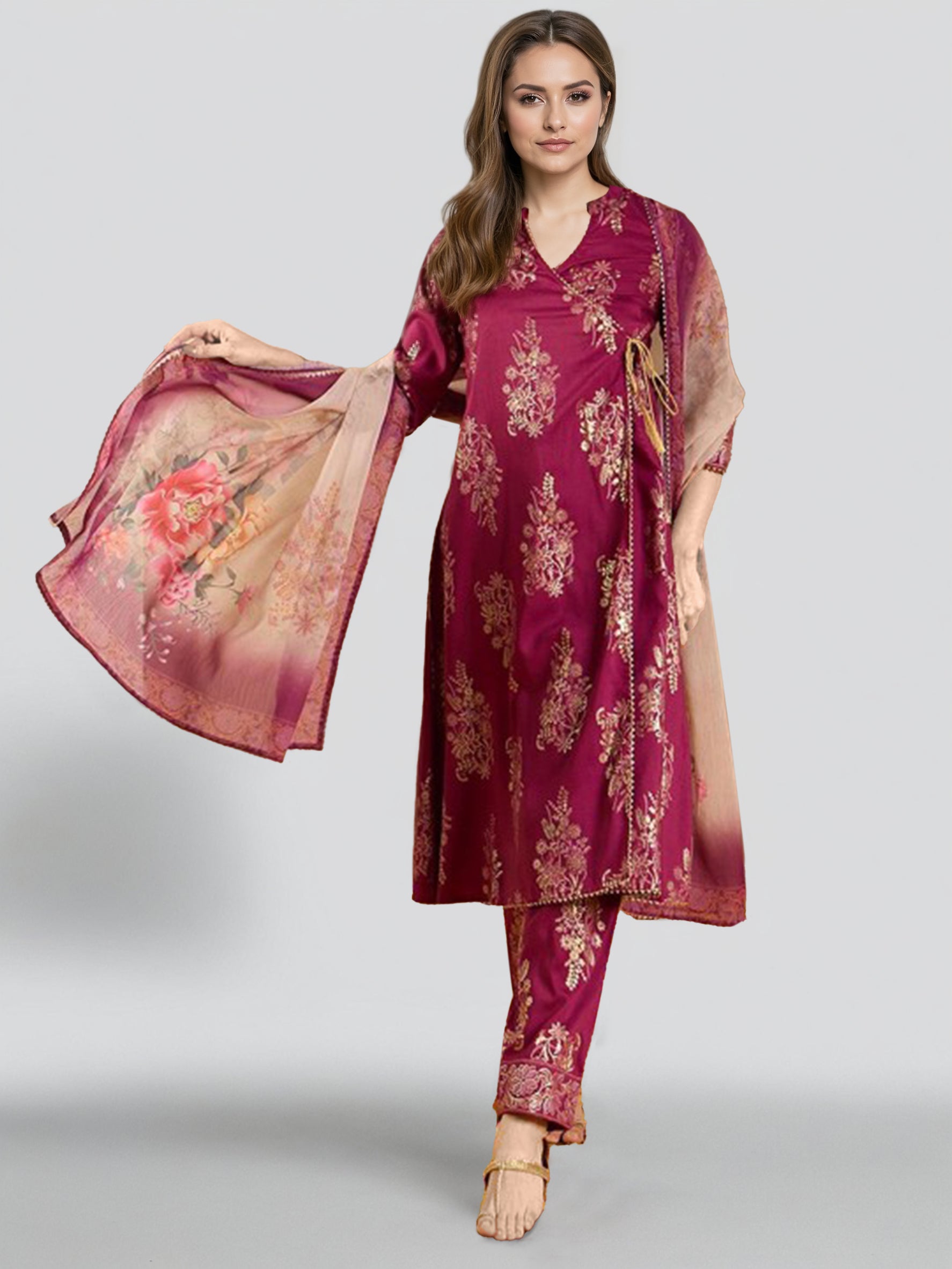 Women Floral Printed Kurta with Trousers & Dupatta