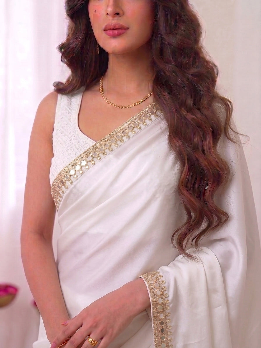 Women Embroidered Pure Silk Chanderi Saree