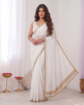 Women Embroidered Pure Silk Chanderi Saree