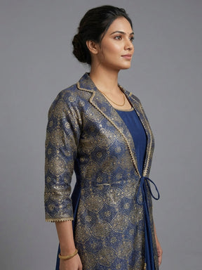 Printed Round Neck Empire Ethnic Dresses