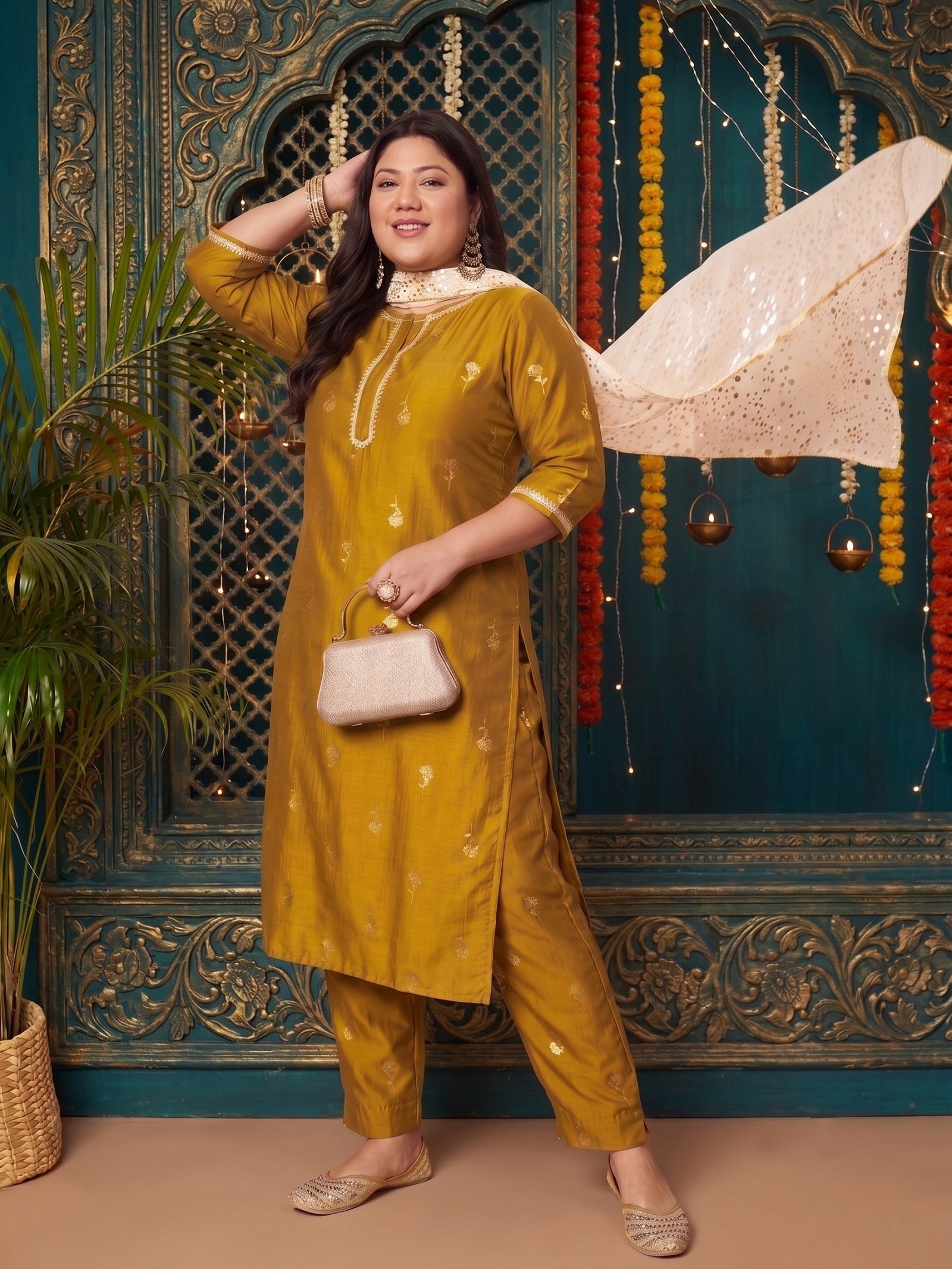 Women Ethnic Motifs Printed Regular Kurta with Trousers & With Dupatta