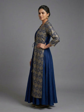 Printed Round Neck Empire Ethnic Dresses