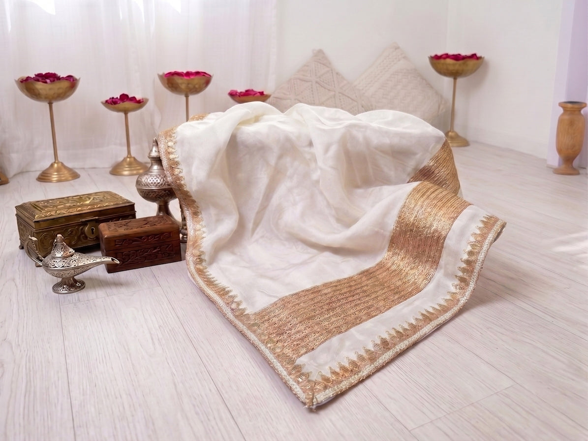 Women Embroidered Pure Silk Chanderi Saree