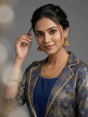 Printed Round Neck Empire Ethnic Dresses