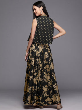 Printed Sleeveless Top Jacket & Skirt Co-Ords