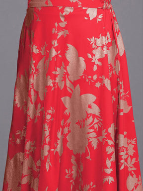 Printed Shoulder Straps Top & Skirt With Jacket Co-Ords