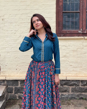 Printed Gotta Patti Tunic & Skirt