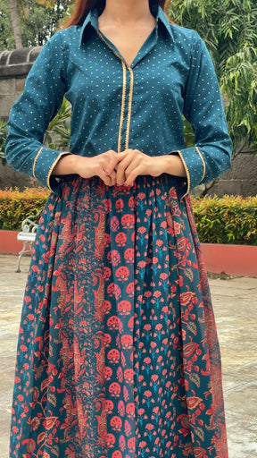 Printed Gotta Patti Tunic & Skirt