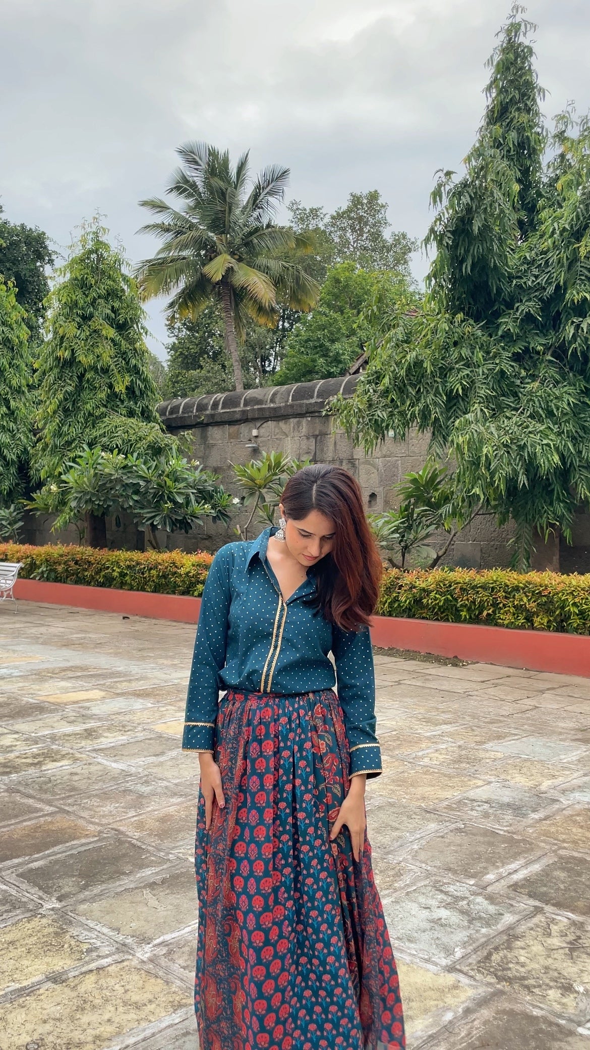 Printed Gotta Patti Tunic & Skirt