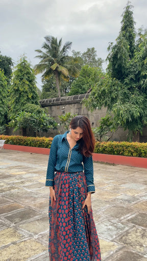 Printed Gotta Patti Tunic & Skirt