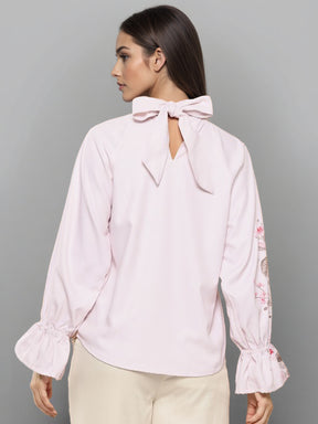 Women Floral Print Puff Sleeve Shirt Style Top