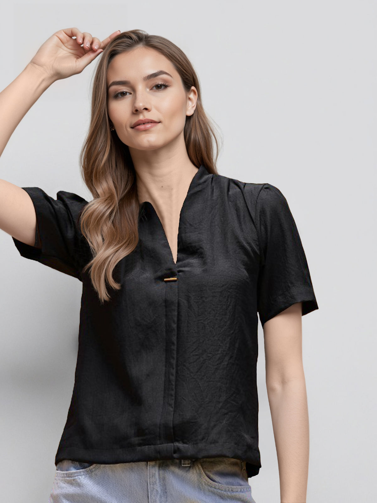 Women Puff Sleeves Shirt Style Top