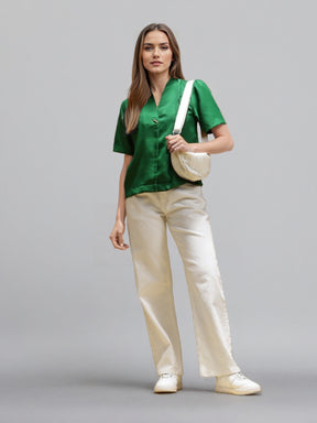 Women V-Neck Shirt Style Top