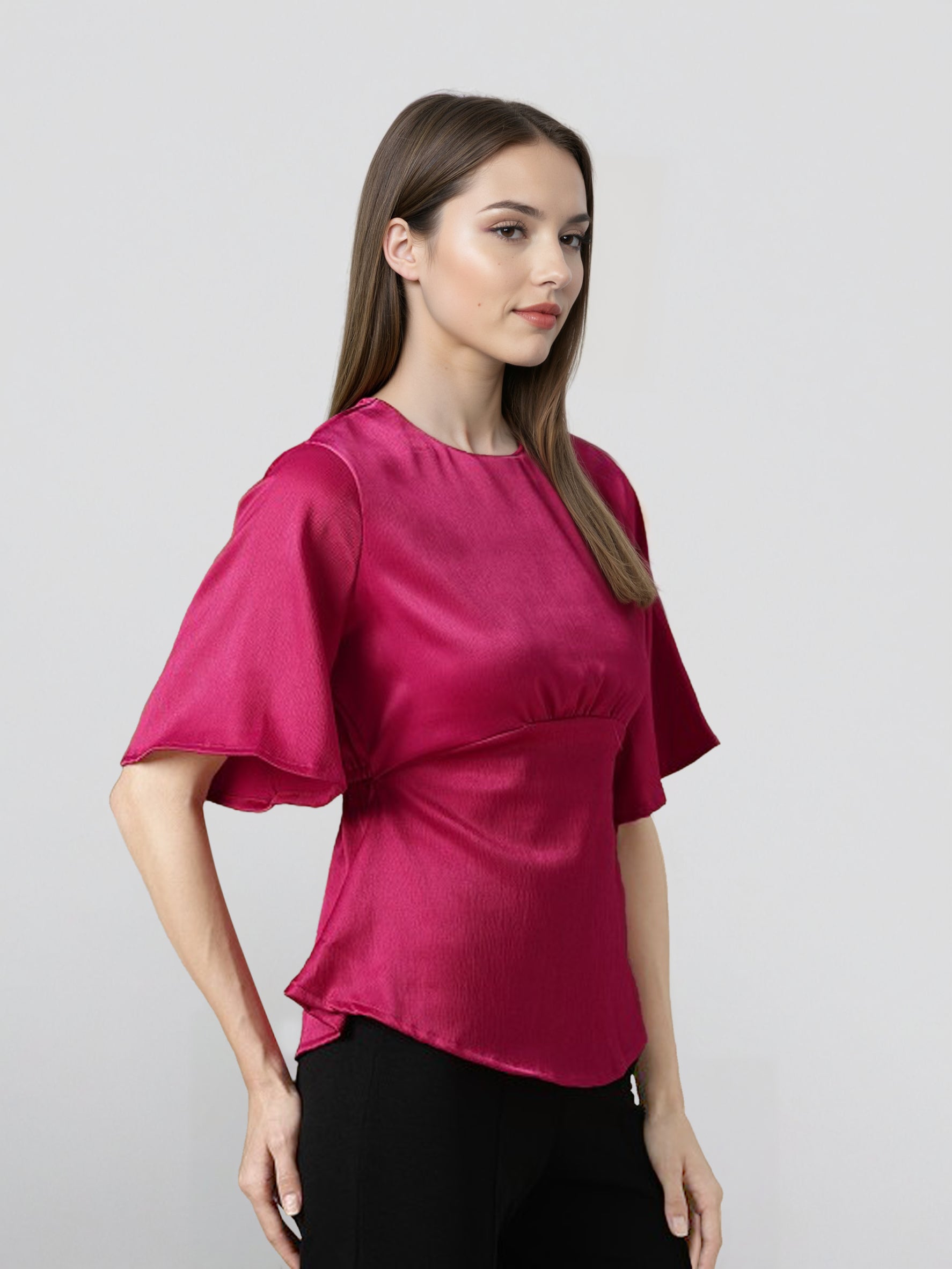 Flared Sleeves Sheen Fusion Empire Top