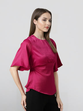 Flared Sleeves Sheen Fusion Empire Top