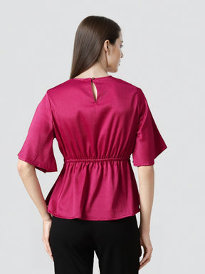 Flared Sleeves Sheen Fusion Empire Top