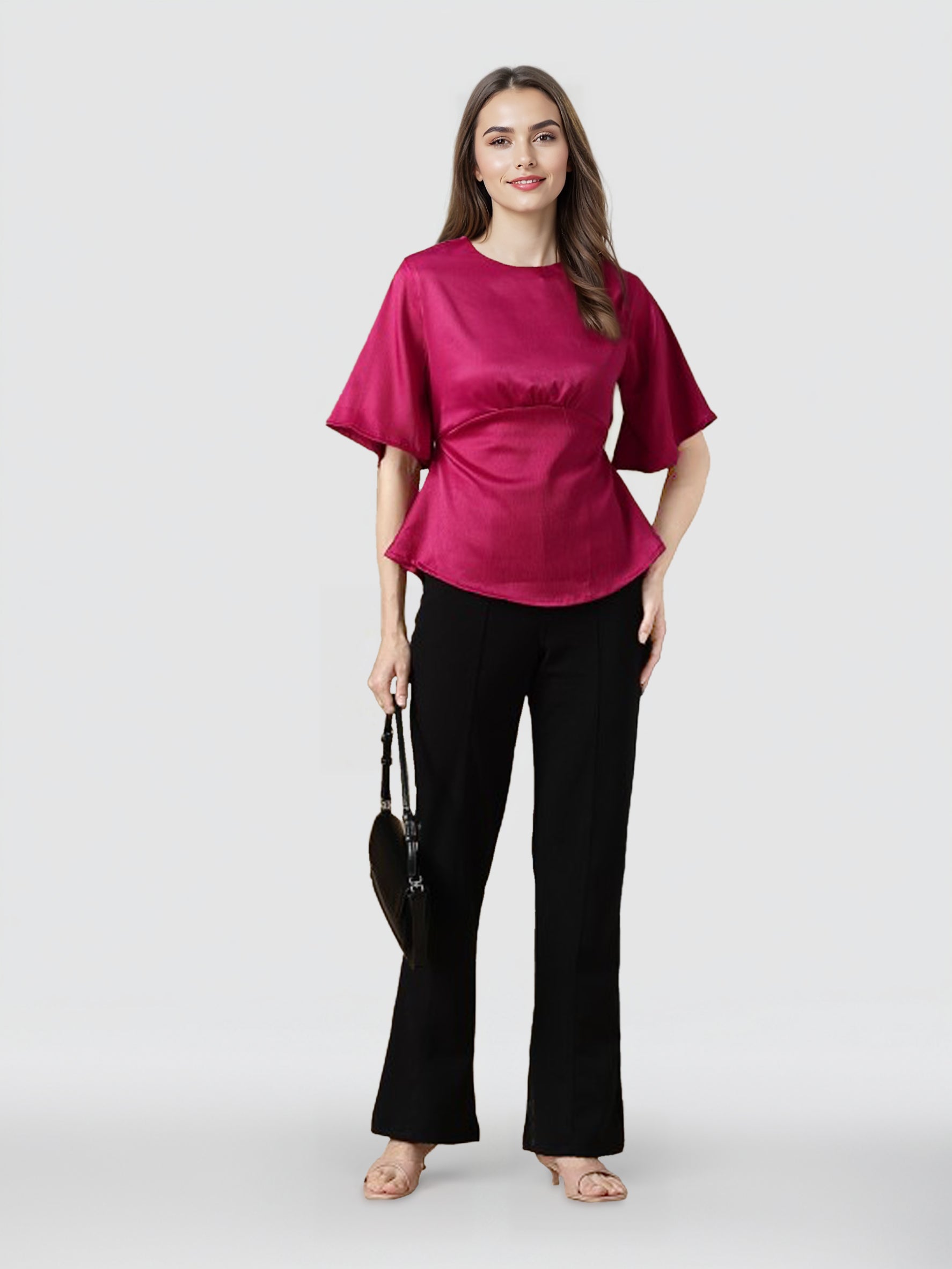 Flared Sleeves Sheen Fusion Empire Top