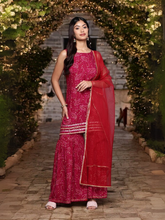 Ahalyaa Women Paisley Printed Regular Gotta Patti Kurti with Sharara & Dupatta