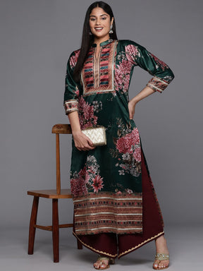 Kareena Style Floral Printed Gotta Patti Velvet Kurta for Women - Bollywood Inspired
