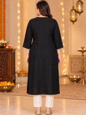 A PLUS BY AHALYAA Women Ethnic Motifs Embellished Sequinned Kurta - Black