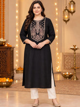 A PLUS BY AHALYAA Women Ethnic Motifs Embellished Sequinned Kurta - Black