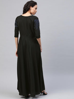 Ahalyaa Women Black Solid Maxi Gown Dress