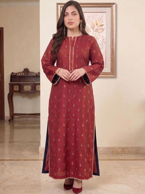 Ahalyaa Gotta Patti Grandeur & Majestic Artwork Kurta - Maroon - Front