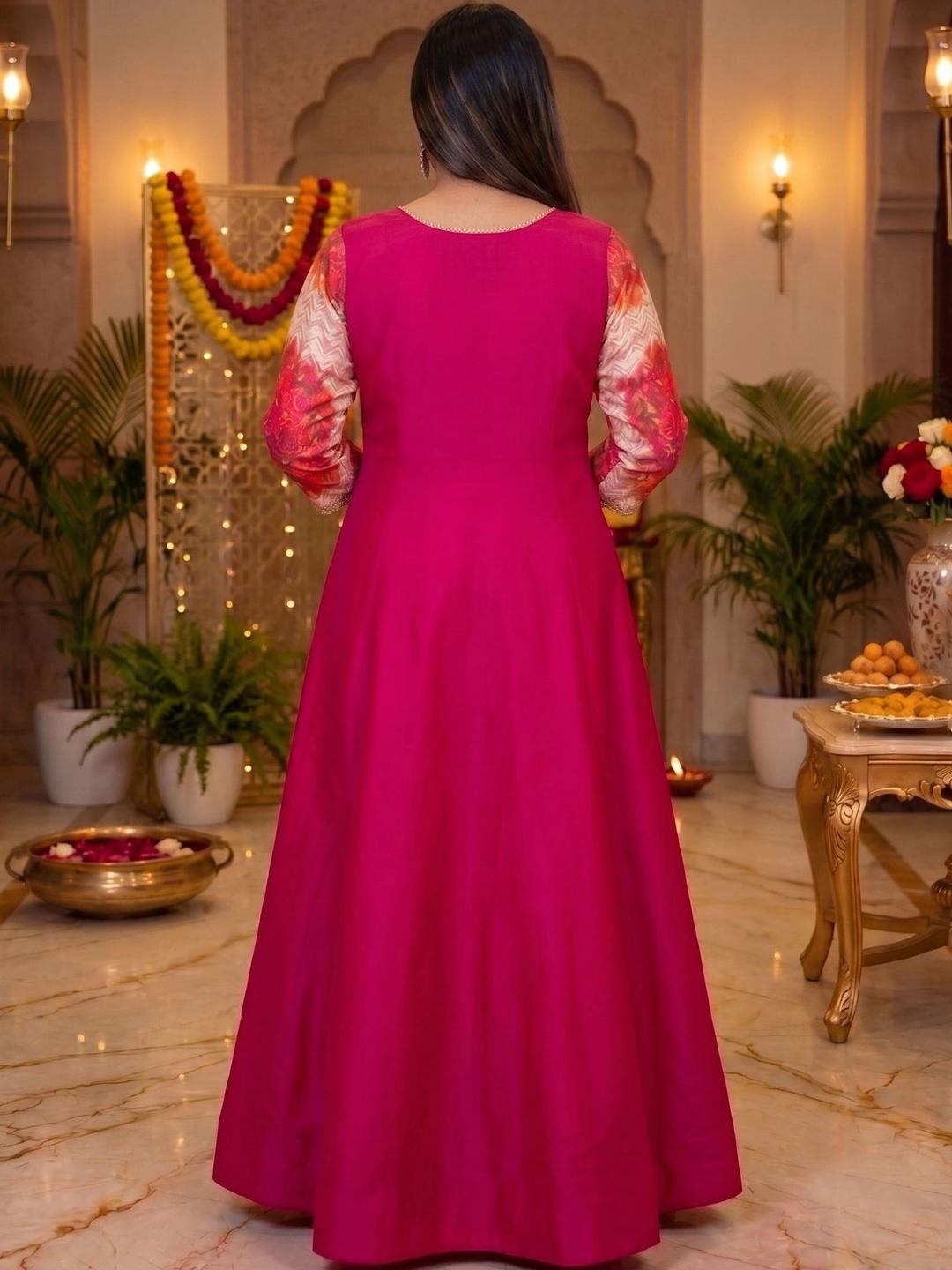 A PLUS BY AHALYAA Printed V-Neck Maxi Dress - Pink